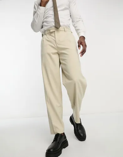 New Look relaxed fit suit trousers in oatmeal-White