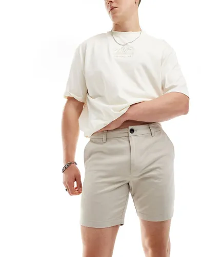 New Look slim chino shorts in stone-Neutral