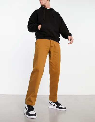 New Look straight fit carpenters trousers in mid brown