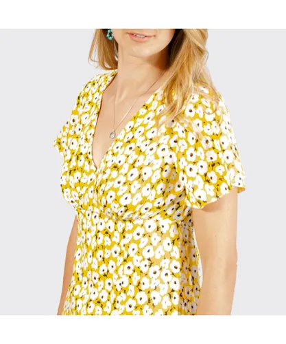 New Look Womens Daisy Floral Summer Dress - Yellow Viscose