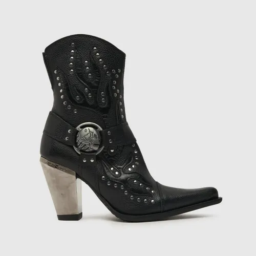 NEW ROCK Womens Black Heeled Western Boots