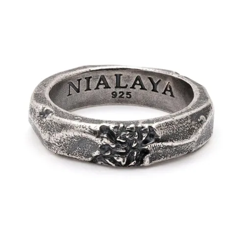 Nialaya , Carved Vintage Silver Ring ,Gray male, Sizes: 56 MM, 58 MM, 64 MM, 62 MM
