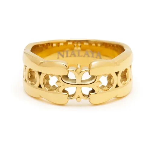 Nialaya , Men's Cross Band Ring with Gold Plating ,Yellow male, Sizes: 56 MM, 58 MM, 64 MM, 62 MM, 60 MM