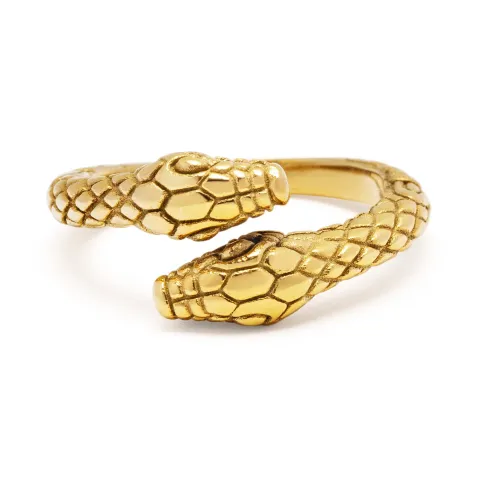 Nialaya , Men's Gold Plated Vintage Snake Ring ,Yellow male, Sizes: 58 MM, 62 MM, 60 MM, 56 MM, 64 MM