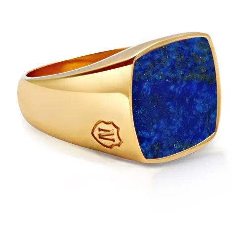 Nialaya , Men's Gold Signet Ring with Blue Lapis ,Yellow male, Sizes: 56 MM, 66 MM, 68 MM, 62 MM, 64 MM, 58 MM, 60 MM