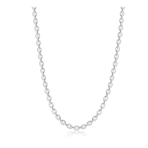Nialaya , Sterling Silver Flat Link Cable Chain ,Gray male, Sizes: ONE SIZE