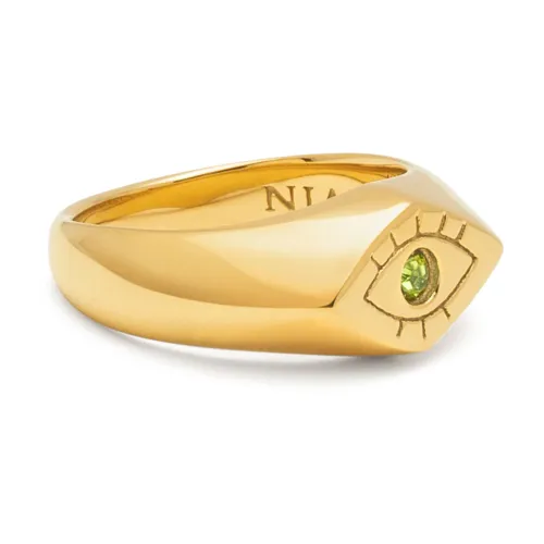 Nialaya , Women's Evil Eye Signet Ring ,Yellow female, Sizes: 54 MM, 52 MM, 50 MM