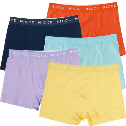 NICCE Boys Archie Five Pack Boxers Navy/Orange/Light Blue/Purple/Yellow