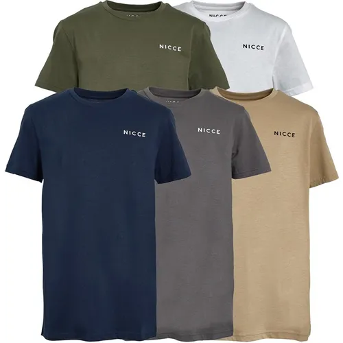 NICCE Boys Buena Five Pack T-Shirts Dark Stone/Steel Grey/White/Navy/Khaki