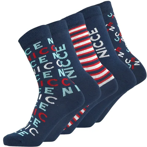 NICCE Boys Franklin Five Pack Mixed Dress Socks Navy AOP/Navy/Navy Stripe/Navy/Navy AOP