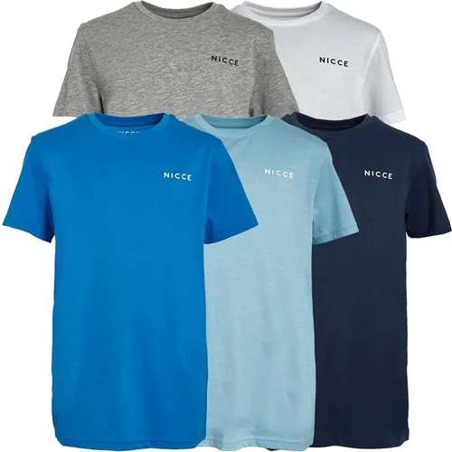 NICCE Boys Hulo Five Pack T-Shirts Navy/Grey Marl/Bright Blue/White/Sky