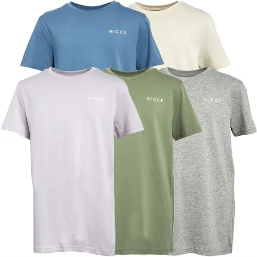 NICCE Boys Jack Five Pack T-Shirts Mid Blue/Grey Marl/Khaki/Pale Lilac/Oatmeal