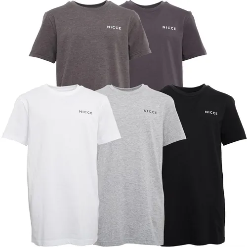 NICCE Boys Spacey Five Pack T-Shirts White/Dark Grey/Grey Marl/Black/Charcoal Marl