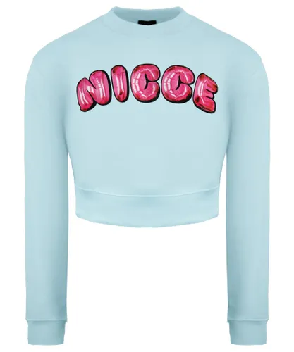 NICCE Long Sleeve Light Blue Womens Caddel Cropped Sweatshirt 211 2 03 01 0315 - Pink Cotton
