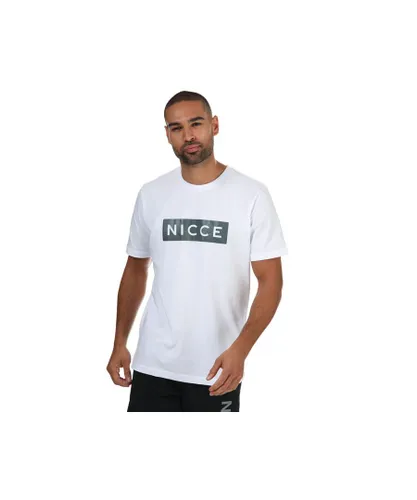 NICCE Mens Emblem T-Shirt in White Grey Cotton