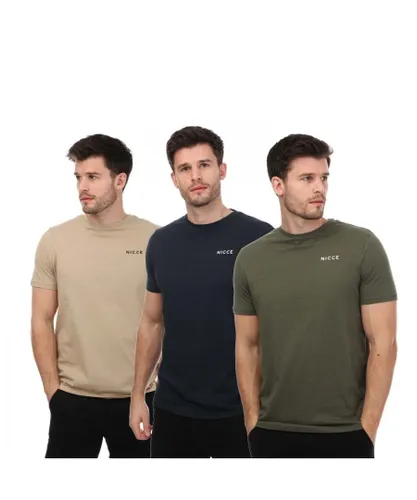 NICCE Mens Flint 3 Pack T-Shirt in Multi colour - Multicolour Cotton