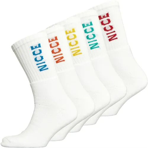 NICCE Mens Lenga Five Pack Crew Socks White