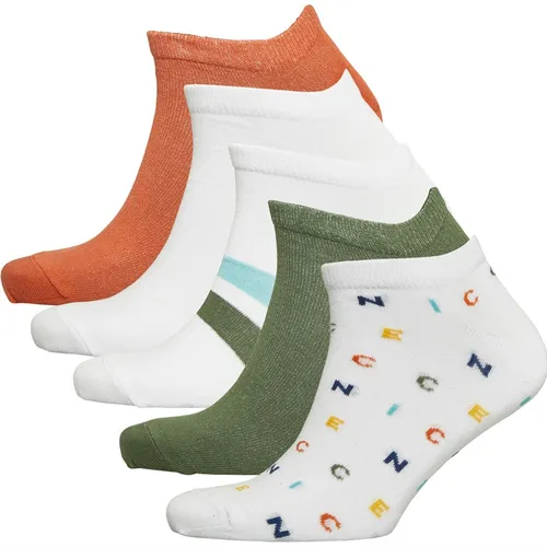 NICCE Mens Pluto Five Pack Trainer Socks White/Khaki/White/Orange/White