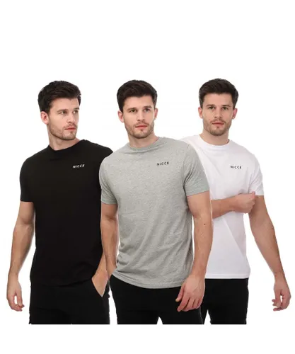 NICCE Mens Sully 3 Pack T-Shirts in Multi colour - Multicolour Cotton