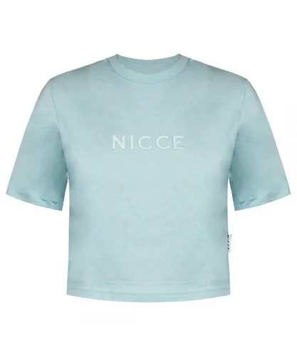 NICCE Niccee Womens Aqua Blue Cropped T-Shirt Cotton