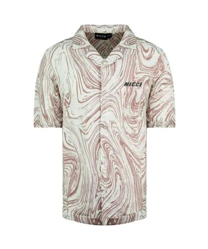 NICCE Short Sleeve Printed Ash Mens Pink White Shirt 211 1 07 02 0338 Viscose