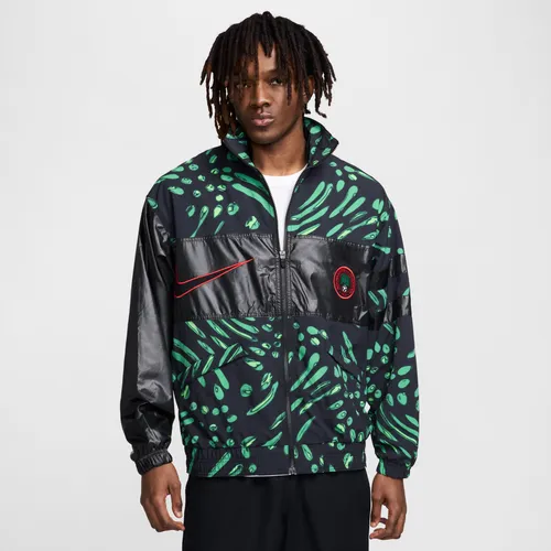 Nigeria Courtside Men's Nike Football Lightweight Graphic Jacket - Black - Cotton