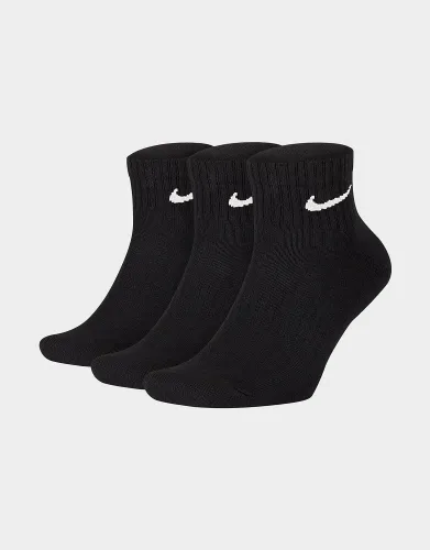 Nike 3 Pack Cushioned Quarter Socks - Black