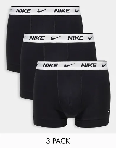 Nike 3 pack of trunks in black with white waistband