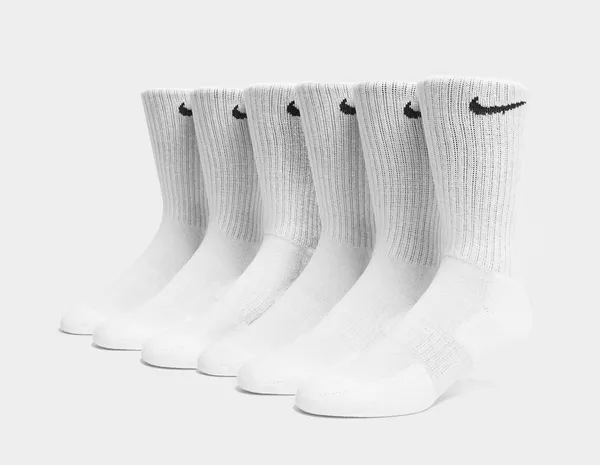 Nike 6-Pack Everyday Cushioned Training Crew Socks, White