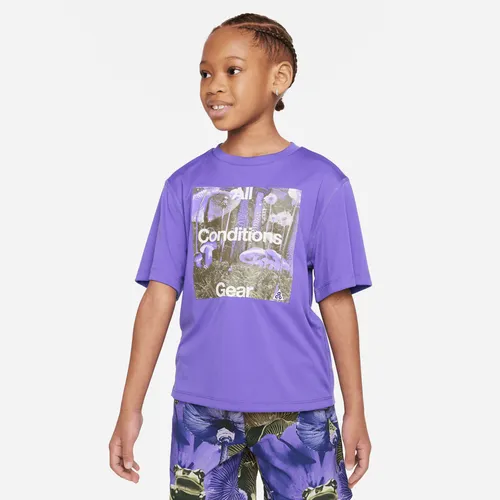 Nike ACG Graphic Performance Tee Younger Kids' Sustainable-Material UPF Dri-FIT Tee - Purple - Polyester