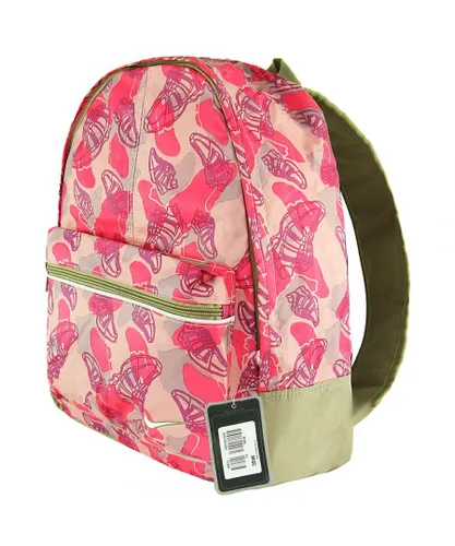 Nike Adjustable Straps Graphic Logo Printed Pink Womens Backpack BA9887 621 - One Size