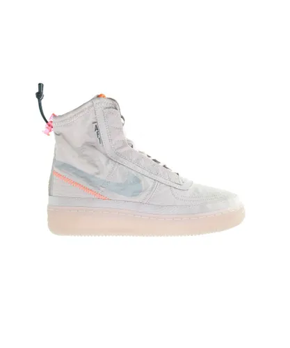 Nike AF1 Shell Lace-Up Grey Synthetic Womens Trainers BQ6096 003