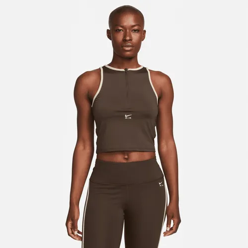 Nike Air Dri-FIT Women's 1/2-Zip Running Tank Top - Brown - Polyester