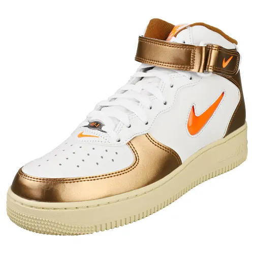 NIKE Air Force 1 Mid Qs Mens Fashion Trainers in White Gold