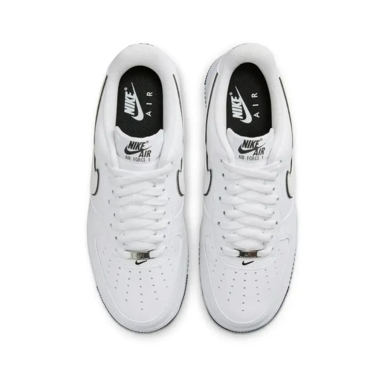 Nike , Air Force 1 White Black Sneakers ,White male, Sizes: