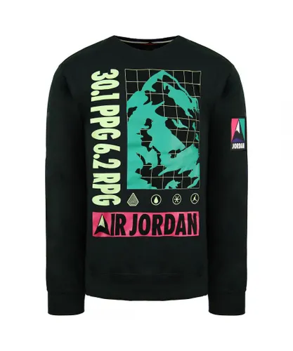 Nike Air Jordan Long Sleeve Crew Neck Black Pullover Mens Sweaters CT3492 010 Cotton