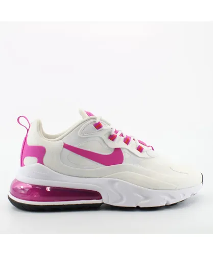Nike Air Max 270 React White Textile Womens Lace Up Trainers CJ0619 100