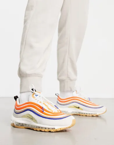 Nike Air Max 97 trainers in white and orange