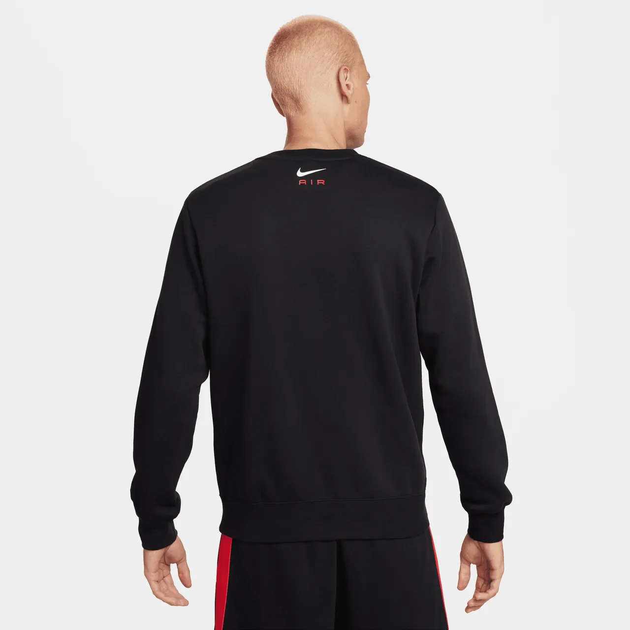 Nike Air Men's Fleece Crew-Neck Sweatshirt - Black - Polyester