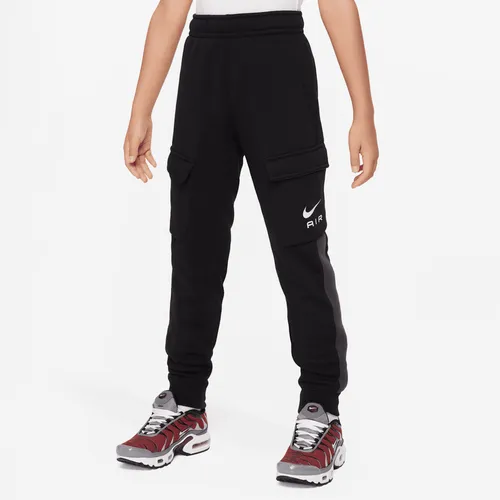 Nike Air Older Kids' Fleece Cargo Trousers - Black - Cotton
