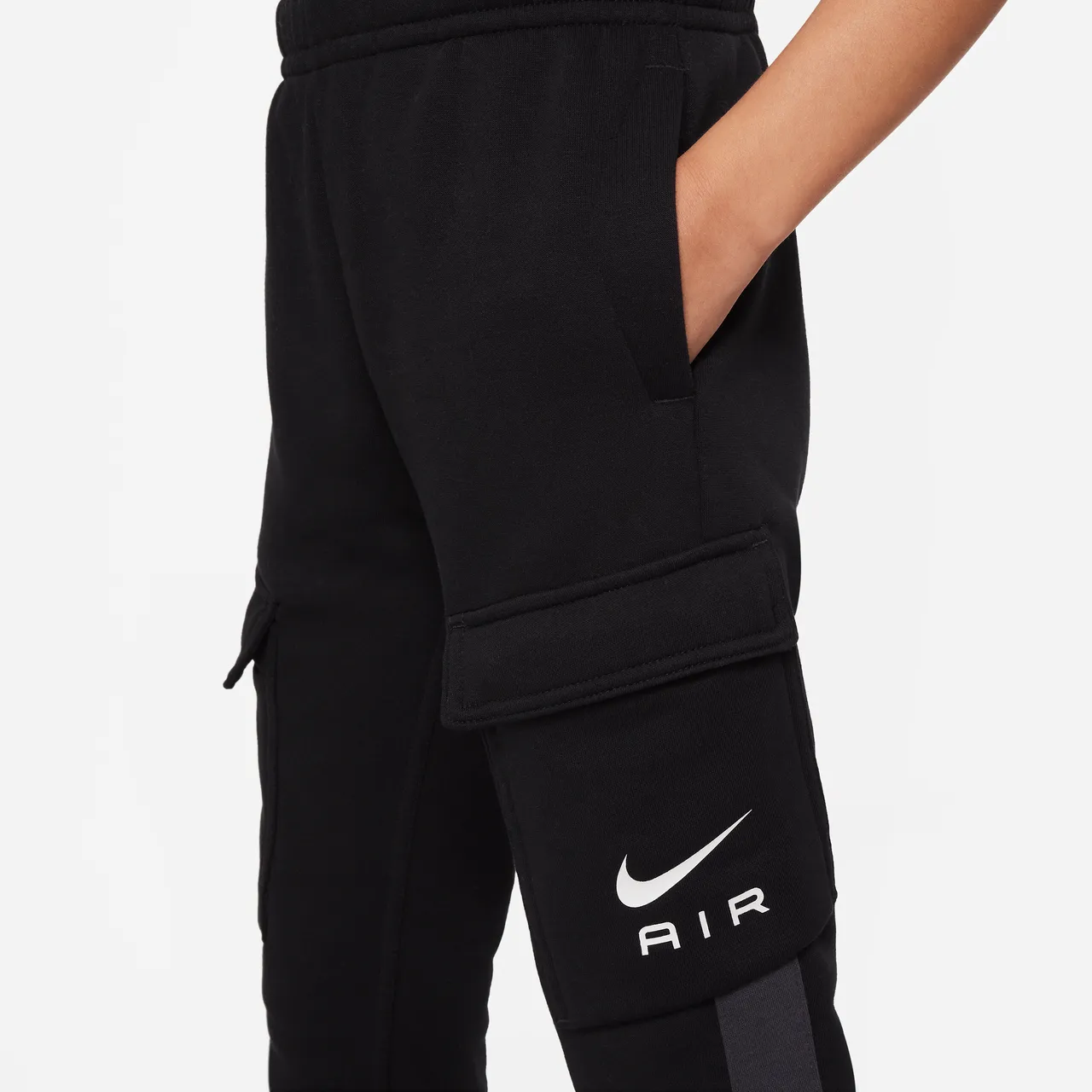Nike Air Older Kids' Fleece Cargo Trousers - Black - Cotton