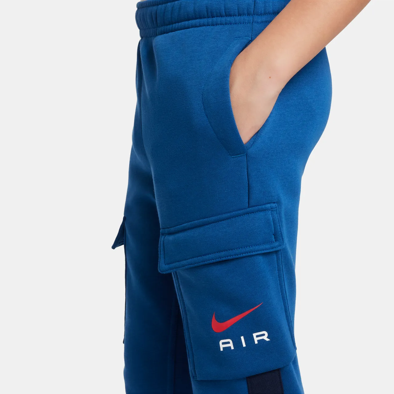 Nike Air Older Kids' Fleece Cargo Trousers - Blue - Cotton