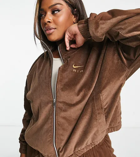 Nike Air Plus cord fleece full zip jacket in cacao brown