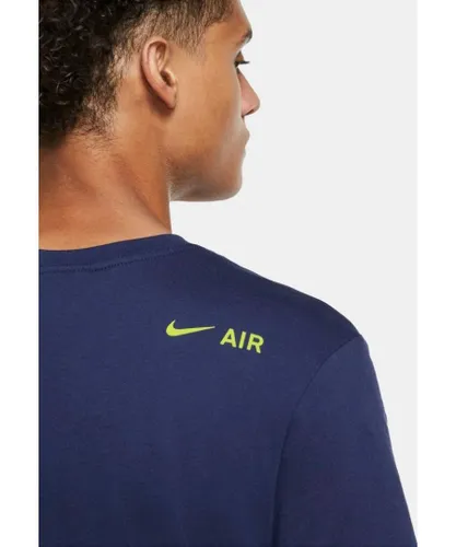 Nike Air Print Mens Sportswear Multi Swoosh T Shirt in Navy Jersey