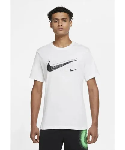 Nike Air Print Mens Sportswear Multi Swoosh T Shirt in White Jersey