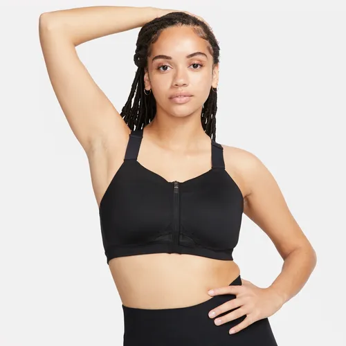 Nike Alpha Women's High-Support Padded Zip-Front Sports Bra - Black - Polyester