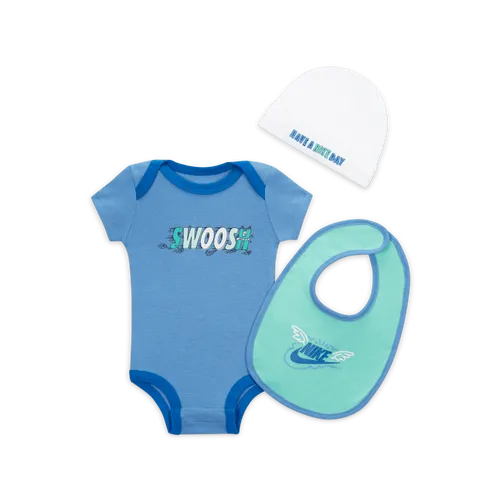 Nike 'Art of Play' 3-Piece Boxed Set Baby 3-Piece Bodysuit Set - Blue - Polyester