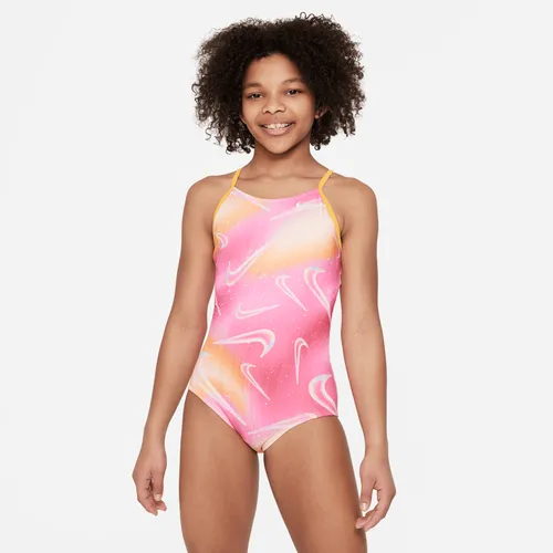 Nike Aurora Swoosh Older Kids' (Girls') Cross-Back One-Piece Swimsuit - Pink
