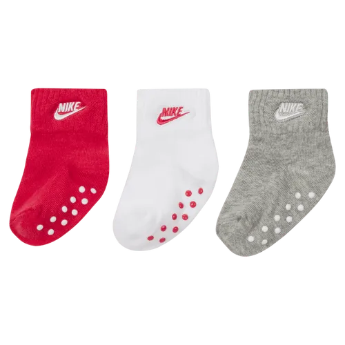 Nike Baby (6–12M) Gripper Ankle Socks (3 Pairs) - Pink - Polyester