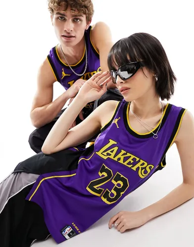 Nike Basketball NBA Unisex LA Lakers Dri-FIT Lebron James Icons jersey vest in purple